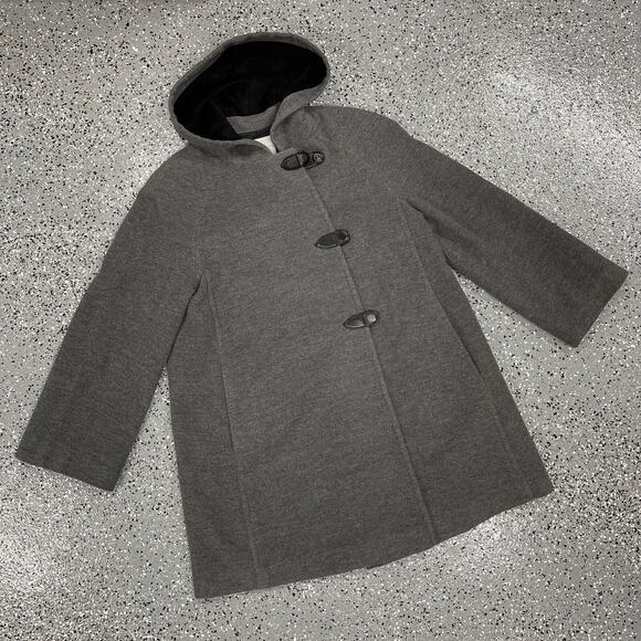 Marisa Minicucci Coat Gray Wool Blend Magnetic Close Swing Jacket Size 6 Hooded - Picture 14 of 15